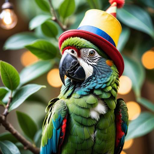 Photorealistic Parrot in Circus Hat