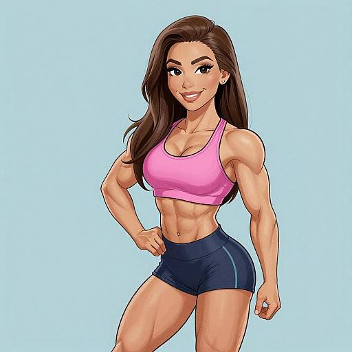 Confident Muscular Woman Caricature