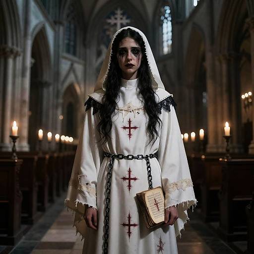 Fallen Priestess in Candlelit Ossuary