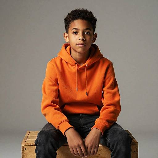 Thoughtful Preteen Studio Portrait