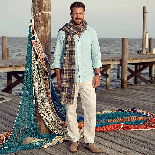 Stylish Man by Seaside Pier