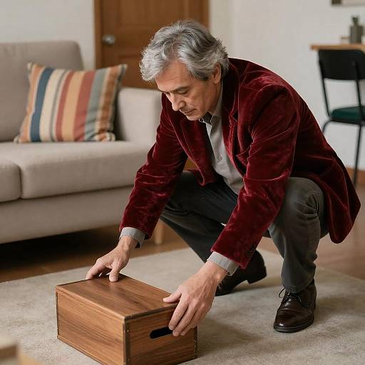 Elegant Middle-Aged Man in Red Velvet