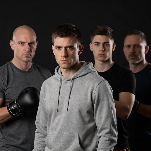 Dramatic Portrait of Four Serious Men