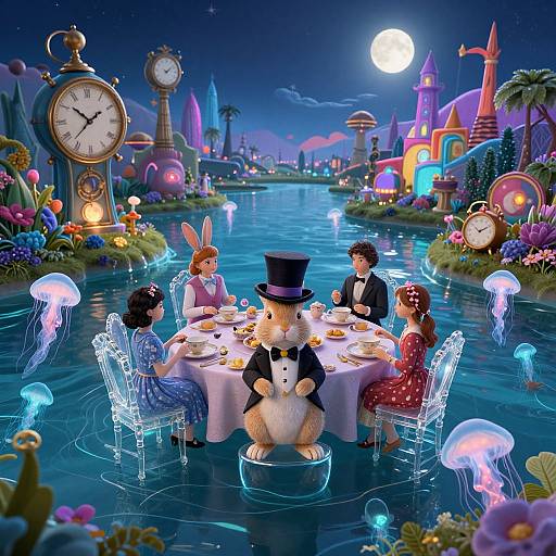 Surreal Floating Tea Party Dreamscape