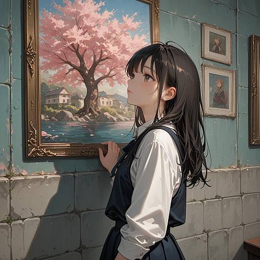 Colorful Smiling Girl Wall Painting