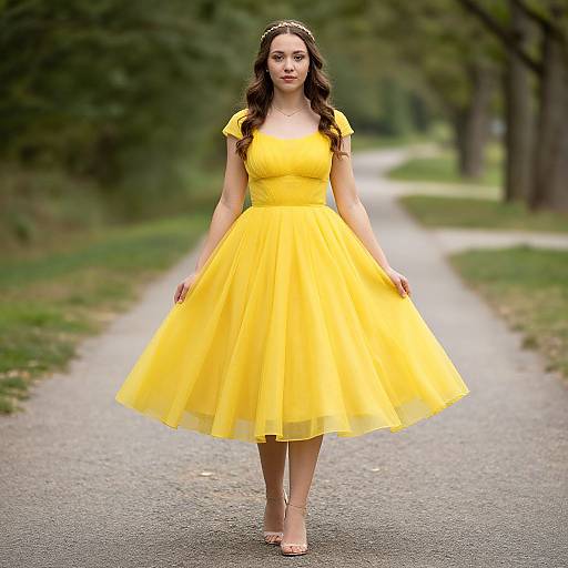Woman in Yellow Fairytale Dress