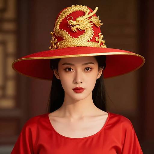 Elegant Woman in Dragon-Inspired Dress