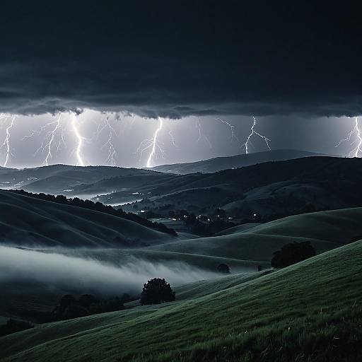 Thunderous Hills Wrapped in Fog