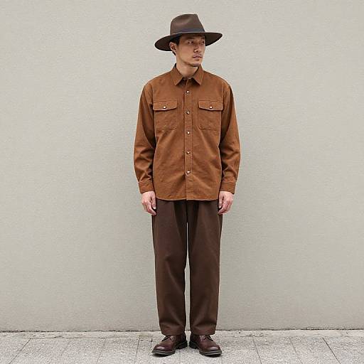 Man in Coordinated Brown Outfit