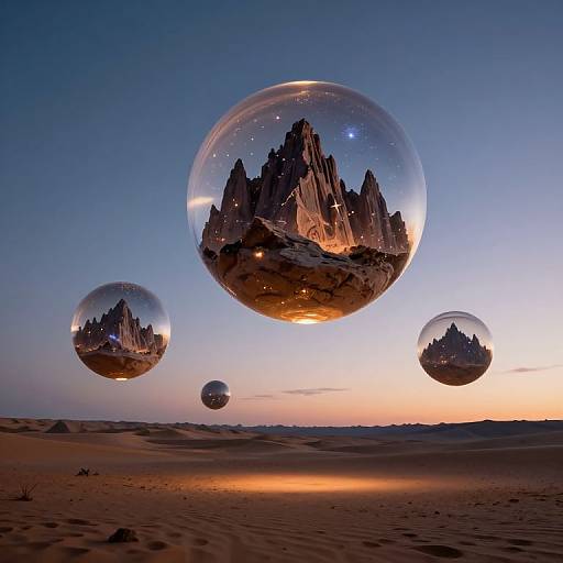 Luminous Orbs Over Desert Twilight
