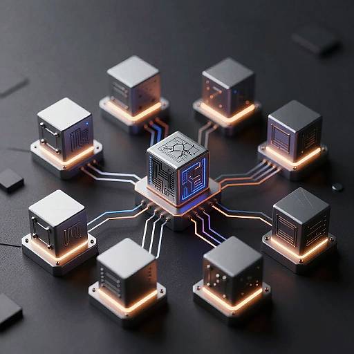 Abstract 3D SDXL AI Workflow Network