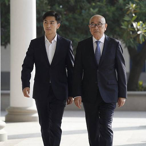 Two Men in Suits Walking Outdoors