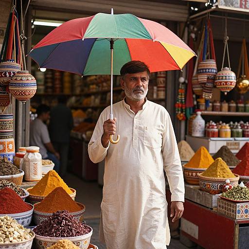 Indian Man in Vibrant Jaipur Market