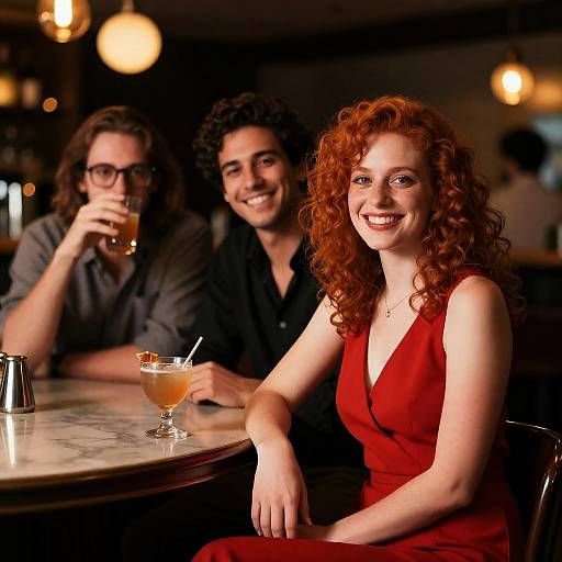 Three friends enjoying drinks at bar