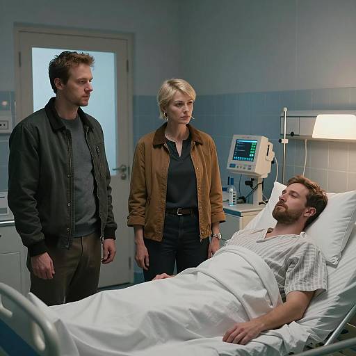 Dramatic Hospital Scene with Three Figures