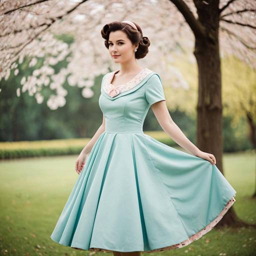 Vintage 1950s Style Woman in Pastel Dress
