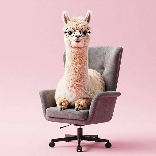 Stylish Llama in Modern Chair