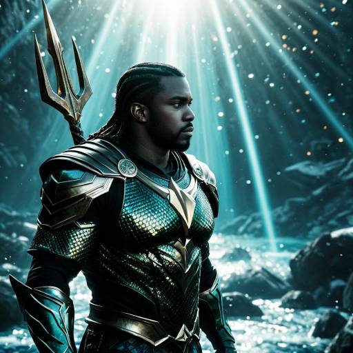 Portrait of Man as Aquaman with Trident