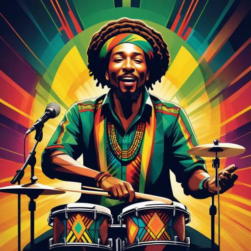 Vibrant Art Deco Reggae Musician Poster