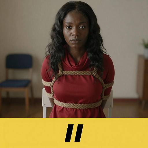African-American Woman Bound in Dim Room