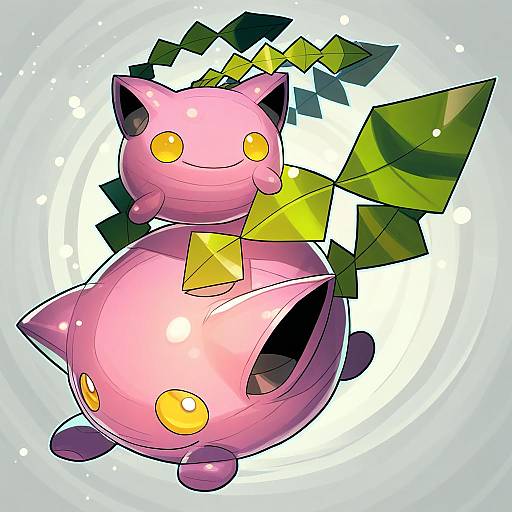 Illustration of Hoppip, pokemon in the style of Fengmo