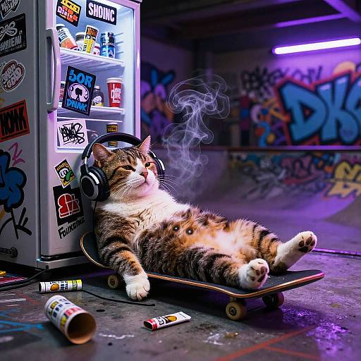 Chubby Cat Chill Vibes at Skate Park