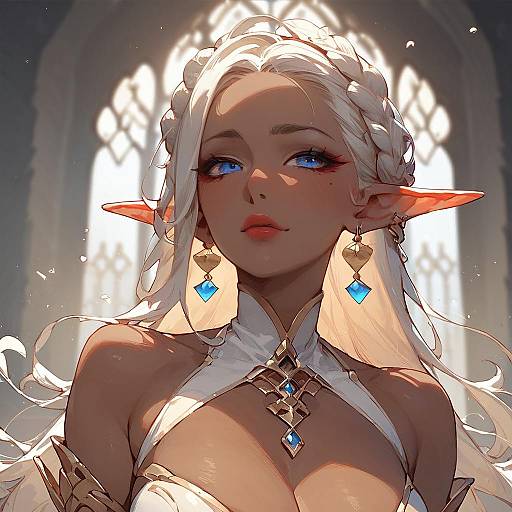Dark Skin Fantasy Elf with Blue Eyes