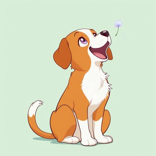Cheerful Beagle with Gentle Grandparent Cheerful Beagle with Gentle Grandparent