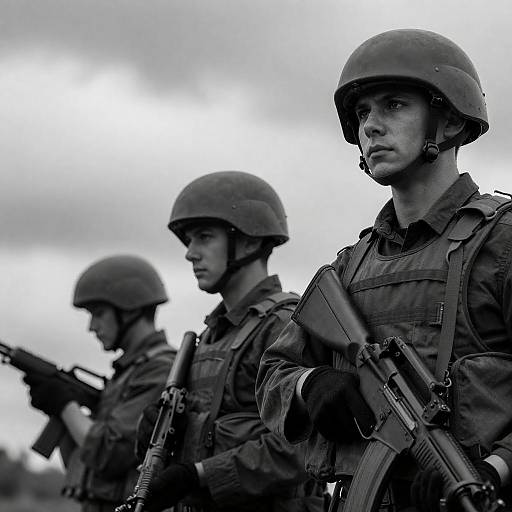 Dramatic Black-and-White Soldier Portrait