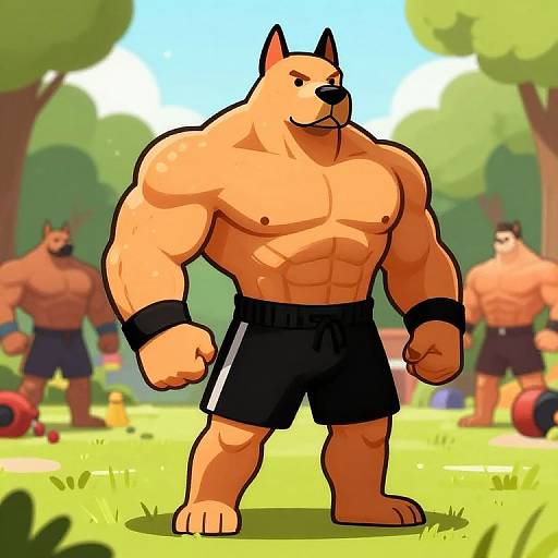 Muscular Anthropomorphic Dog Bodybuilder
