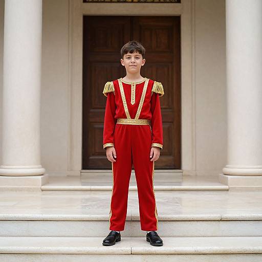 Greek Boy in Red and Gold Costume