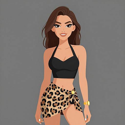 Edgy Woman in Leopard Print Outfit