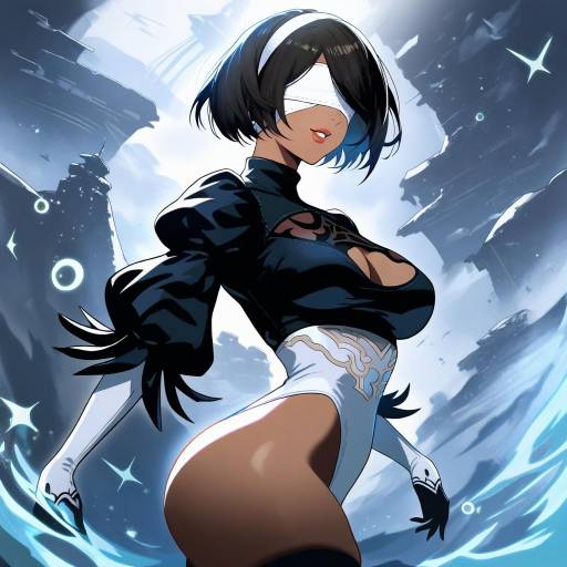 Illustration of 2p (nier:automata), nier (series) in the style of Kurione (zassou)