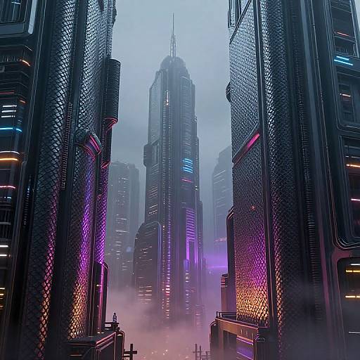 Futuristic Cyberpunk Texturized Cityscape