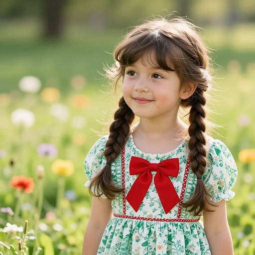 Innocent Girl in Floral Meadow