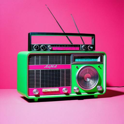 Vintage Radio in Neon Green and Hot Pink