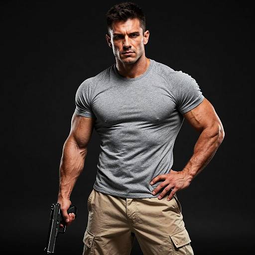 Muscular Man with Handgun Photo