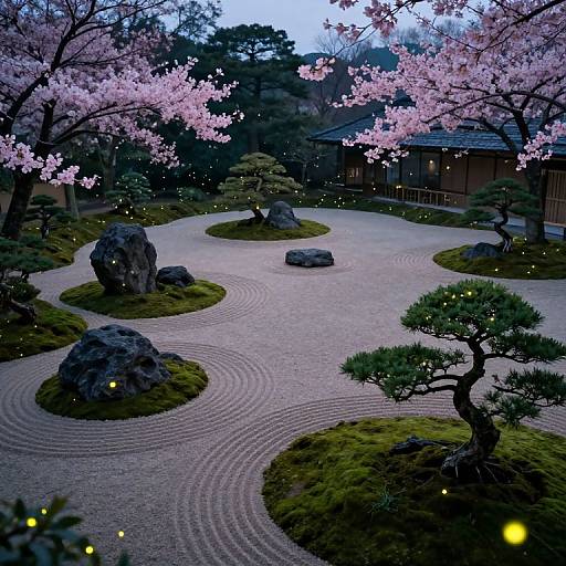 Tranquil Japanese Zen Garden at Twilight