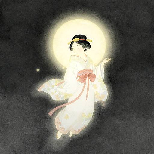 Traditional Japanese Hitodama Watercolor