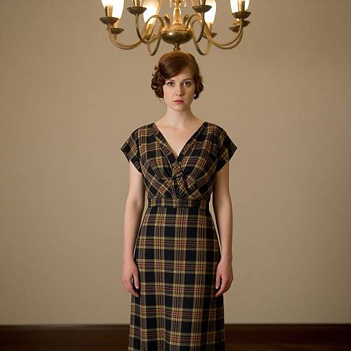 1920s Woman in Plaid Dress