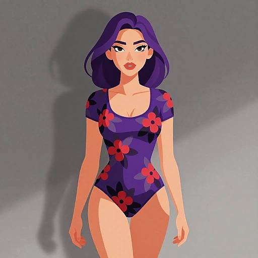 Chic Woman in Floral Bodysuit