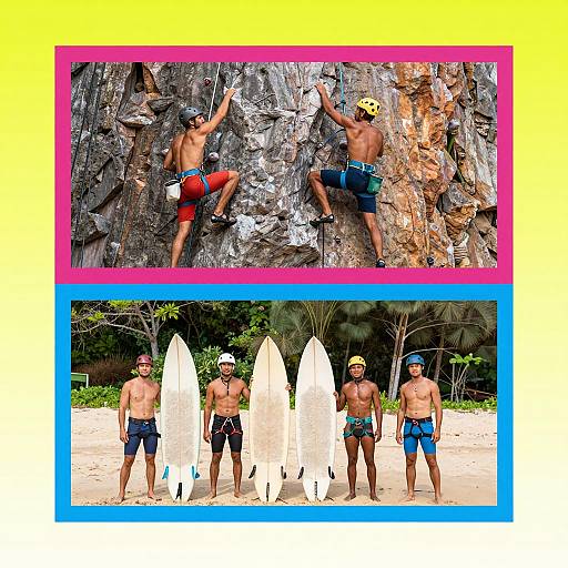 Rock Climbing and Surfing Collage