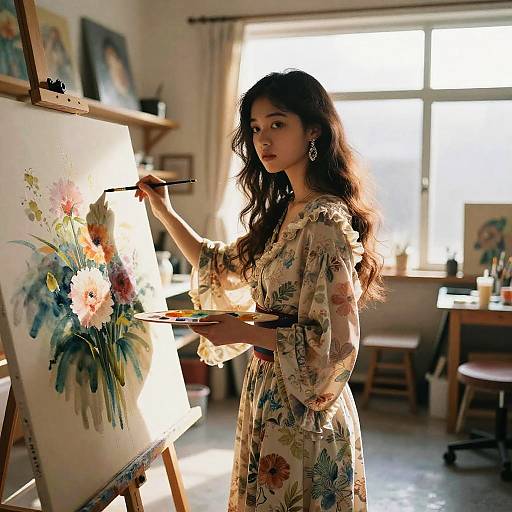 Elegant Japanese Artist in Private Studio