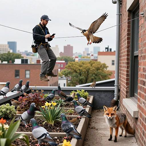 Urban Rooftop Rescue: Researcher Zip-lines to Falcon