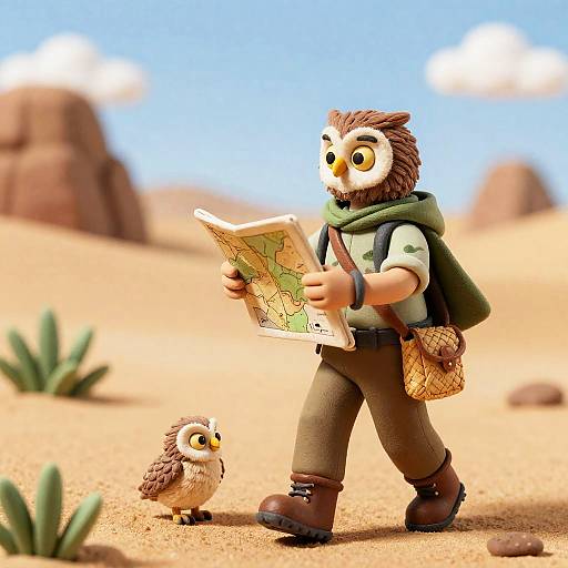 Brave Desert Scout with Sand Owlet
