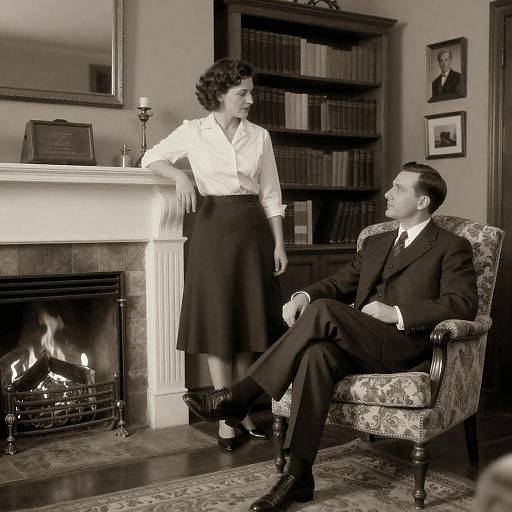 Sepia Vintage Living Room Couple Portrait