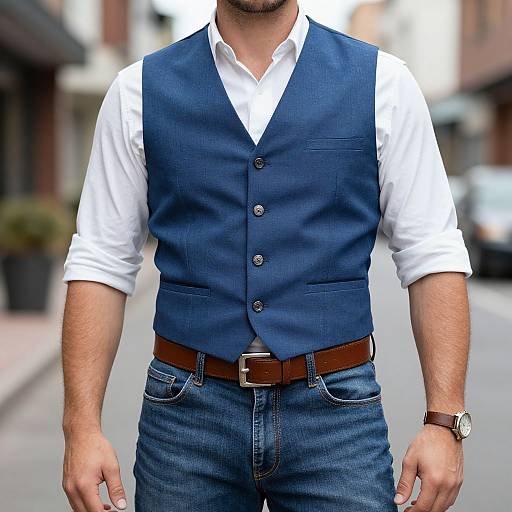 Man in American Costume on Street
