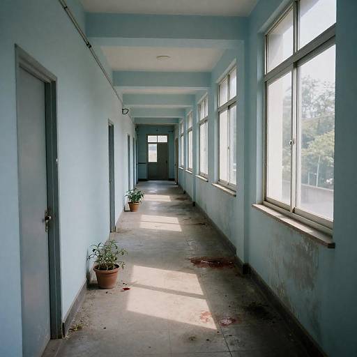 Eerie Abandoned Hallway in Shadows