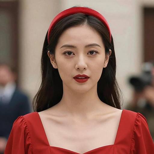 Close-Up of Woman in Red Dress