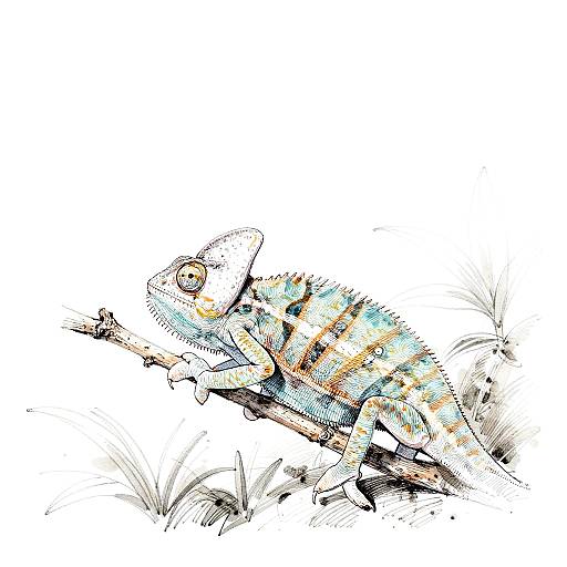 Ink Brush Chameleon Sketch